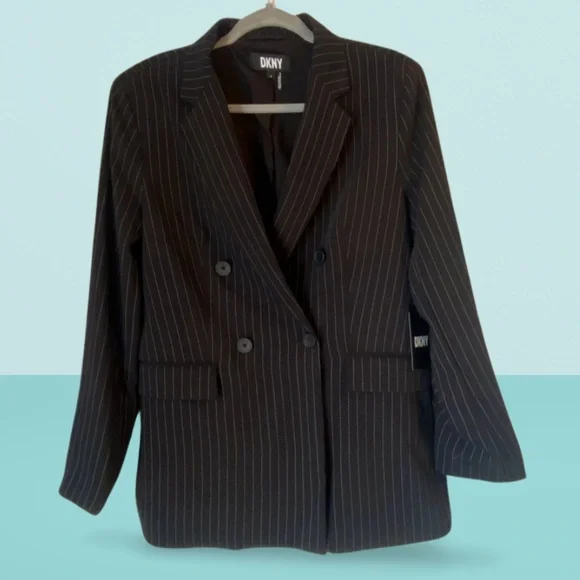 Dkny Jackets Coats Dkny Medium M Womens Oversized Pinstripe - Main Image